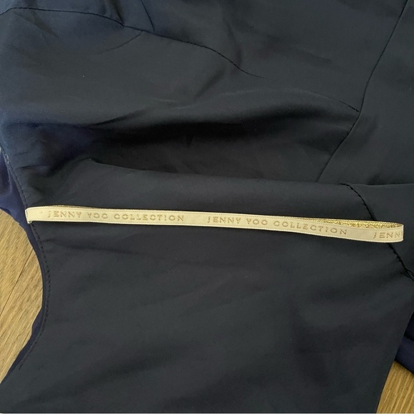 Jenny Yoo Navy Drape Spaghetti Strap Chiffon Bridesmaid Dress Size 4 - Picture 14 of 16